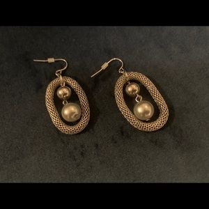 Unique oval silver mesh dangle earrings